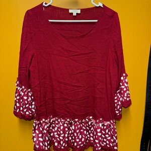 Umgee Pink Ruffled Blouse with Long Sleeves